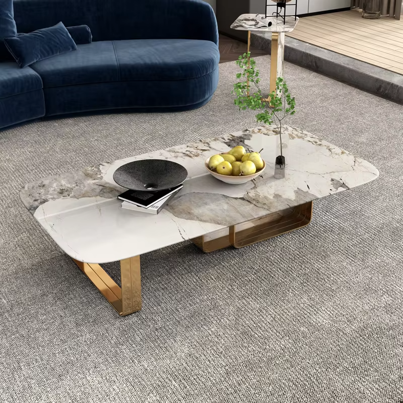 Skeleton Light Luxury Living Room Furniture Slate Combination Set Tea Coffee Table