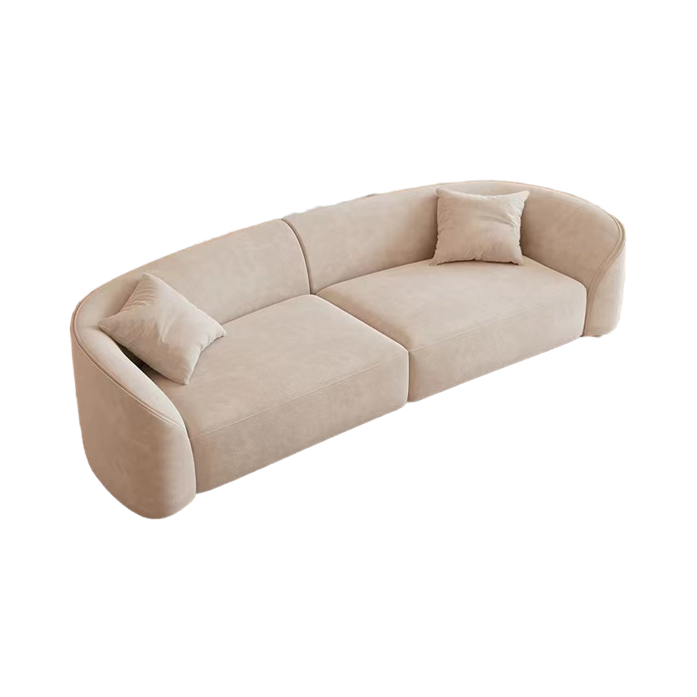 Sectional Sofa Set Stainless Steel Legs Wash-Free Fabric Three-Seat Curved Sofa