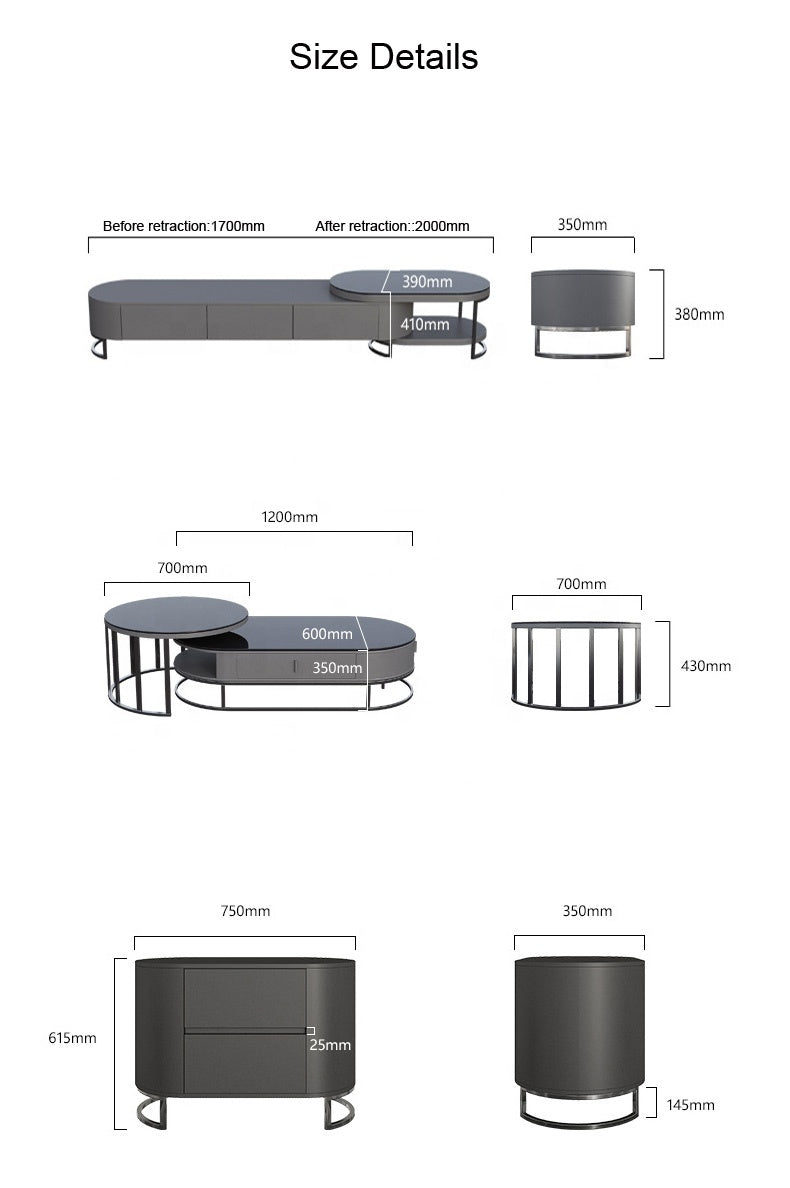 Living Room Furniture Top Cabinet Coffee Table and TV Stand Set Marble With Storage