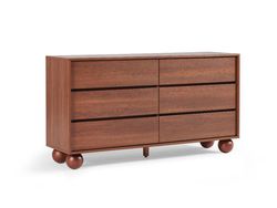 Walnut Wood Living Room Cabinet 6 Chest of Drawers Console Table Display Cabinet