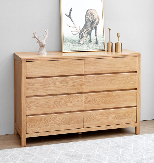 Nordic style cabinet table oak effect wooden drawer organiser