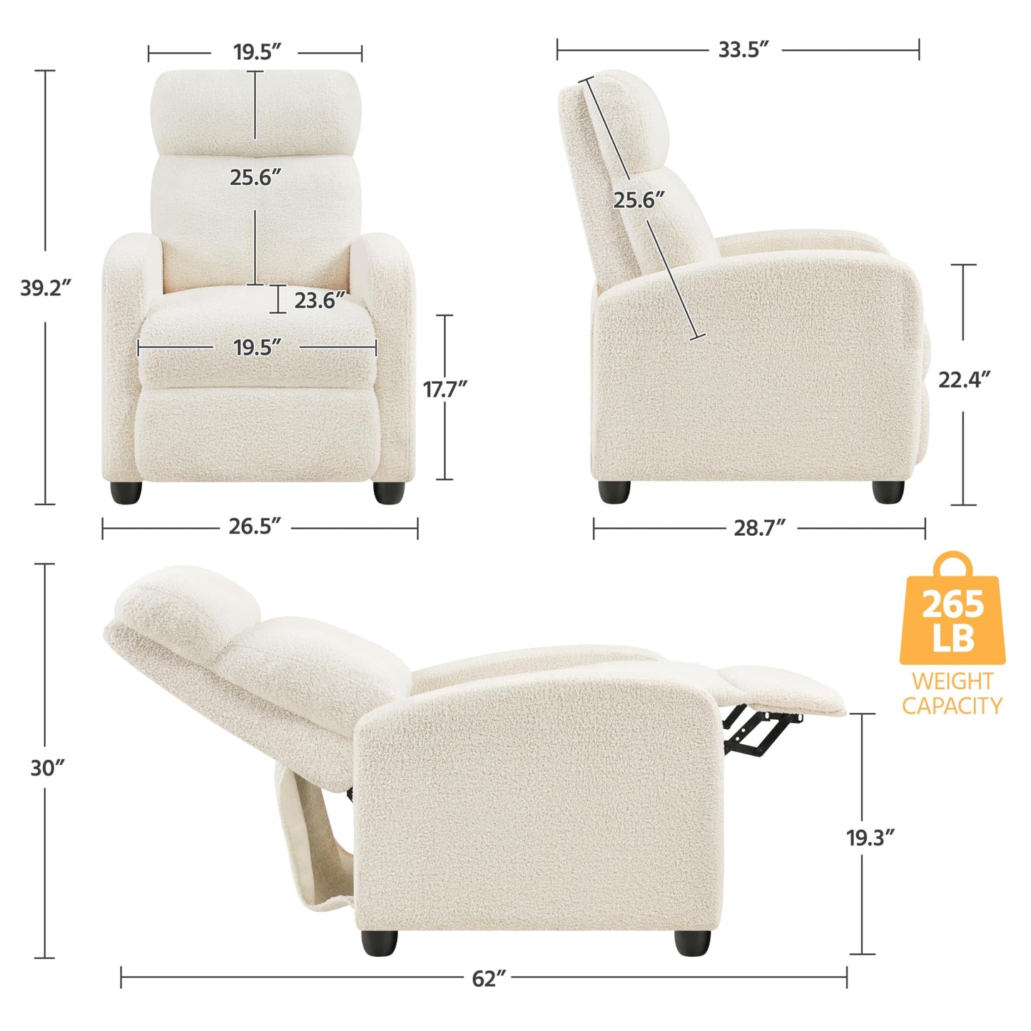 Fabric Chair Home Theater Seatting Adjustable Modern Single Reclining Chair Single Sofa