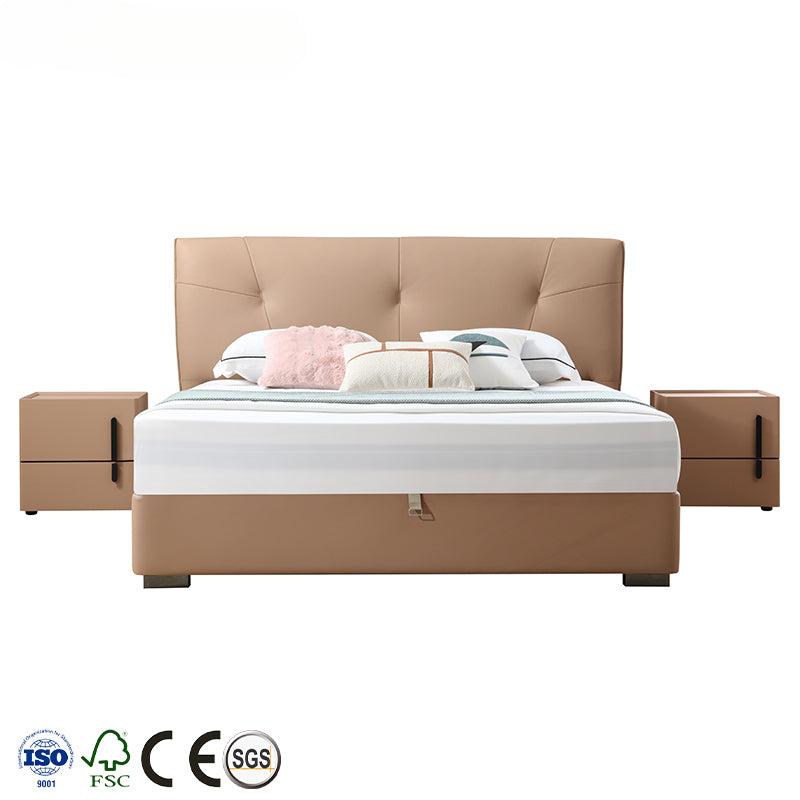 Comfortable Storage-Friendly Soft Upholstered Bedroom Furniture Queen Size Bed