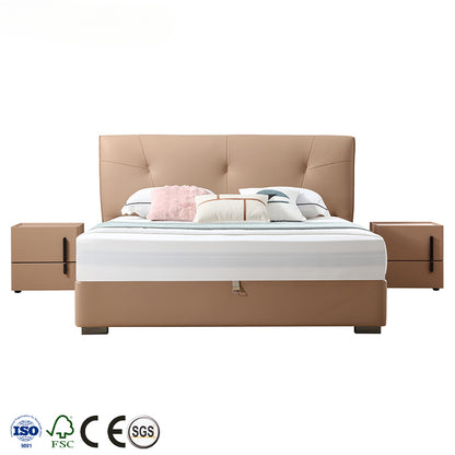 Comfortable Storage-Friendly Soft Upholstered Bedroom Furniture Queen Size Bed