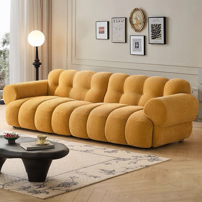 French Cream Puff Sofa with Removable and Washable Fabric Small Apartment Chenille Sofa