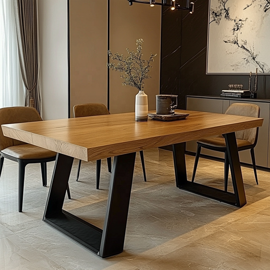 Customized Solid Wood Home Dining Room 4~6 Seater Dining Table Office Desk Set