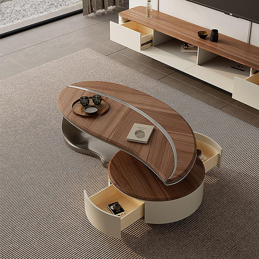 Coffee Table Cocktail Tea Table Wood Desktop Metal Legs Coffee Table for Living Room