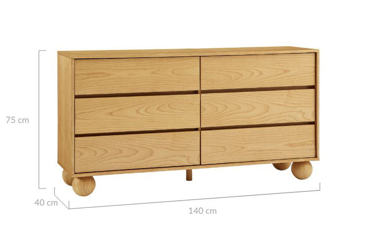 Furniture Storage Drawer Cabinet Console Table Wooden Chest of Drawers with Ball-Shaped Legs