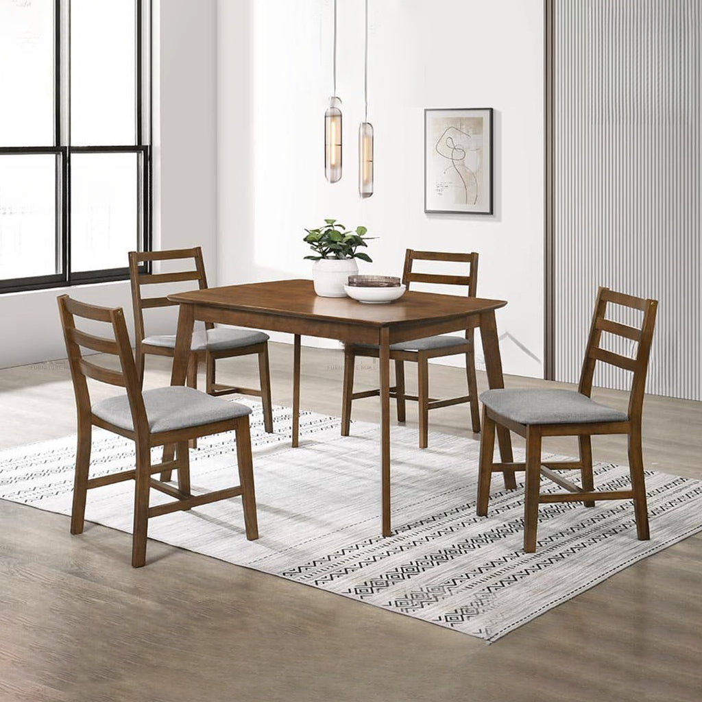 SOLID WOOD 1+4 DINING TABLE SET Dining Table & Chair