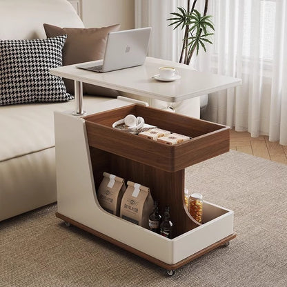 Liftable Coffee Table, Eco-friendly Multi Storage with Rollers Tempered Glass Coffee Table
