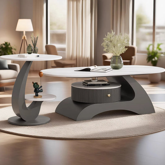 Lving Room Furniture Set Fashion Light Luxury Coffee Table and Sofa Side Table