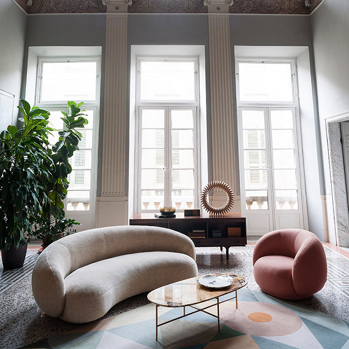 Special Shape Grey Fabric Sofas Set  Internet Celebrity Designer Small Sofa