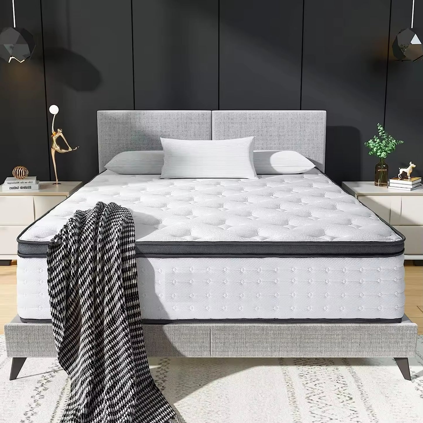 Full Size Mattress 12 Inches King Latex Meomory Foam Pocket Spring Bed Mattress