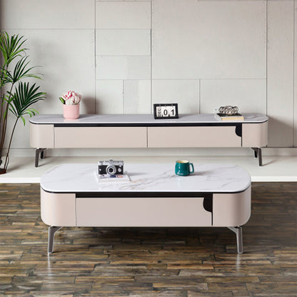 Living Room Furniture TV Stand with Carbon Steel Feet Coffee table Set