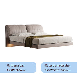 Double Queen King Size Bedroom Furniture Set Leather Suspended Bed Wooden Beds