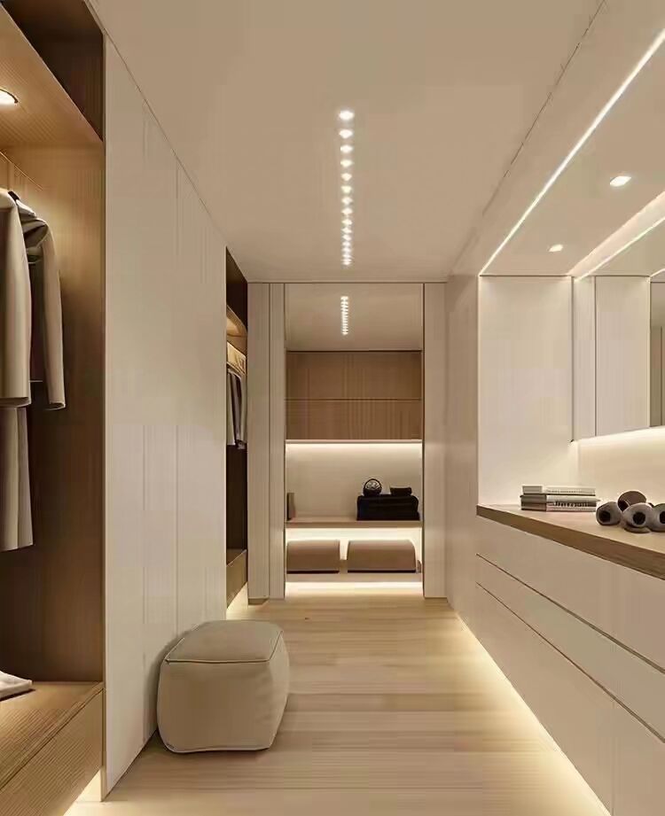 Customized Modern Eco-Friendly Wardrobe Design for Dressing Room Walk-in Closet Island Counter