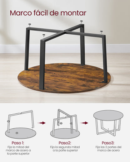 Round Coffee Table Home Furniture with 2 Tier Rustic Wood Desktop Living RoomTable