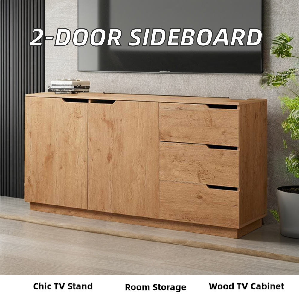Modern 2-Door 3-Drawer Wooden Sideboard Buffet Cabinet Versatile Home Furniture