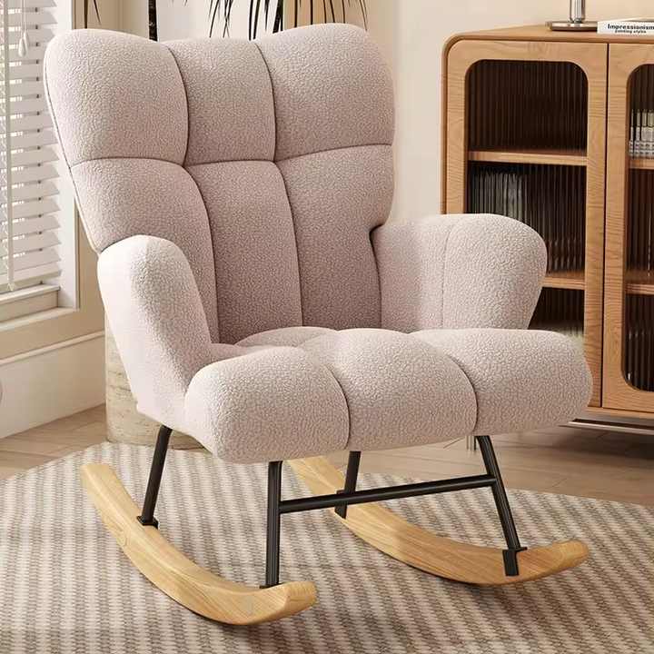 Elegant Seat Durable Recliner Living Room Wing Back Rocking Chair