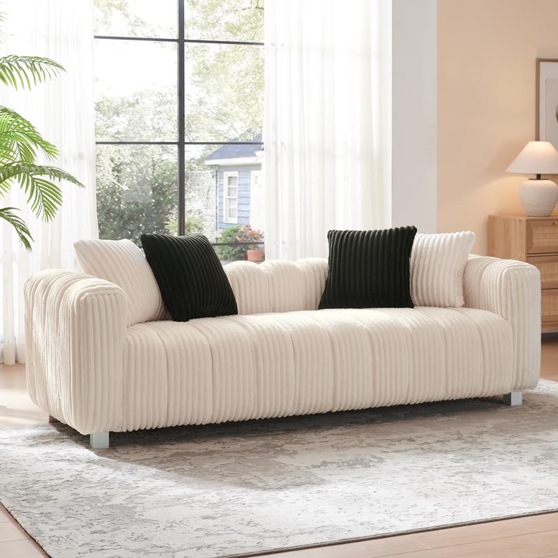 Durable Fabric Sofa with 5 Pillows 3-Seater Sectional Sofa