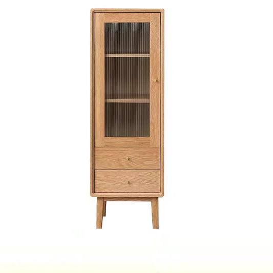 Solid Wood Storage Side Cabinet Oak Wood Tall Cabinet Living Room Side Cabinet Furniture