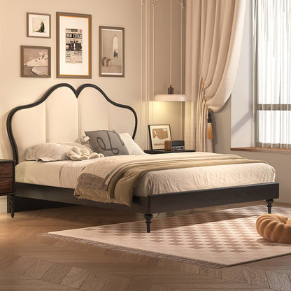 Wood Frame King Size Bed Set Leather Double Queen Wooden Bedroom Furniture