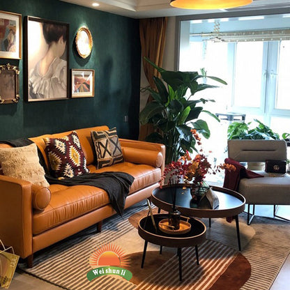 Solid Wood Leg Support Light Tan 2 Seater Living Room Furniture Sets Sofa Fabric Couch