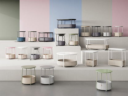 Oval Center Table With Fabric Basket Living Room Coffee Table With Storage