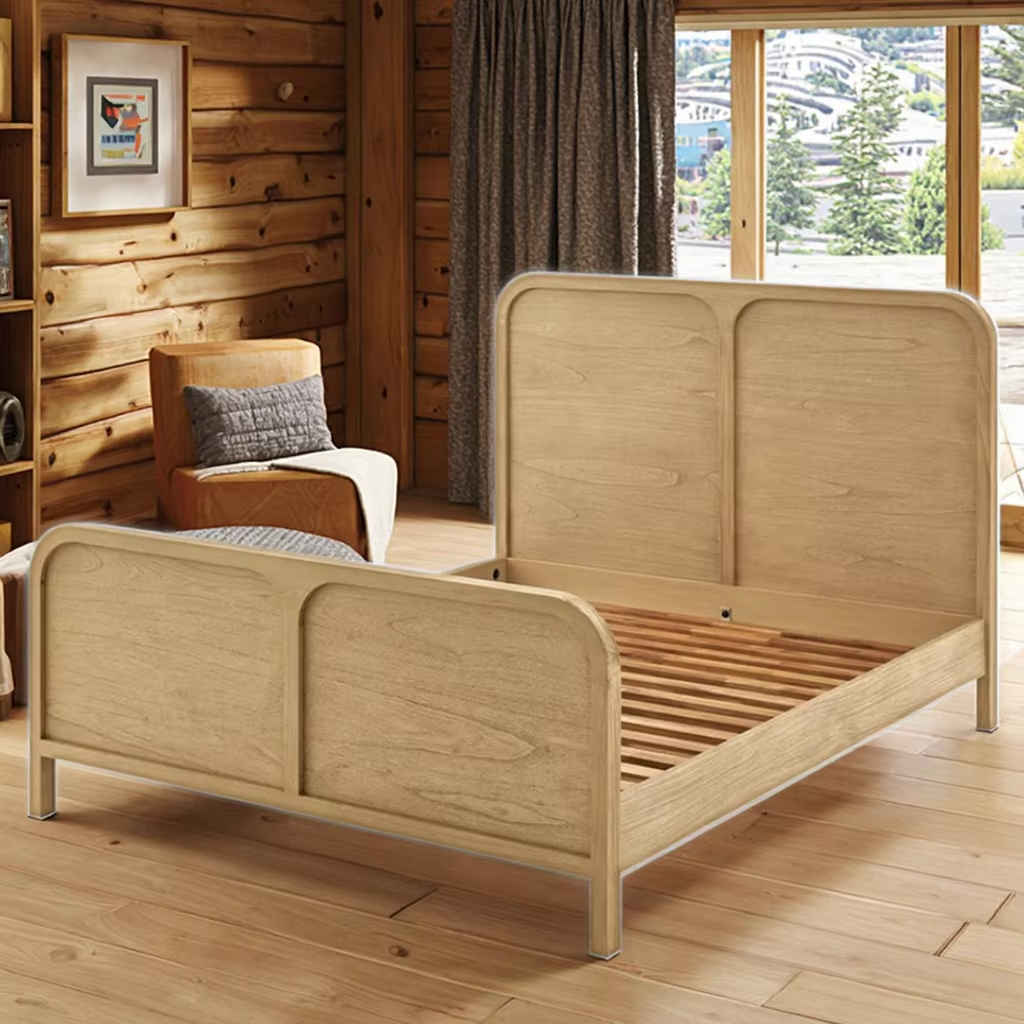 Modern Design King-size Queen-size Wood Bed Solid for Bedroom