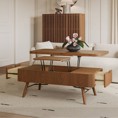 Luxury Wood Coffee Table Wooden Living Room Furniture Lift Top Coffee Table with Side Drawers