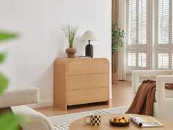 Home Furniture  Oak Wooden Chest of Drawer Storage Drawer Cabinet 3 Chest of Drawers