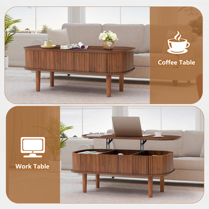 Lift Tabletop Coffee Table Base Table with 3 Compartments Storage