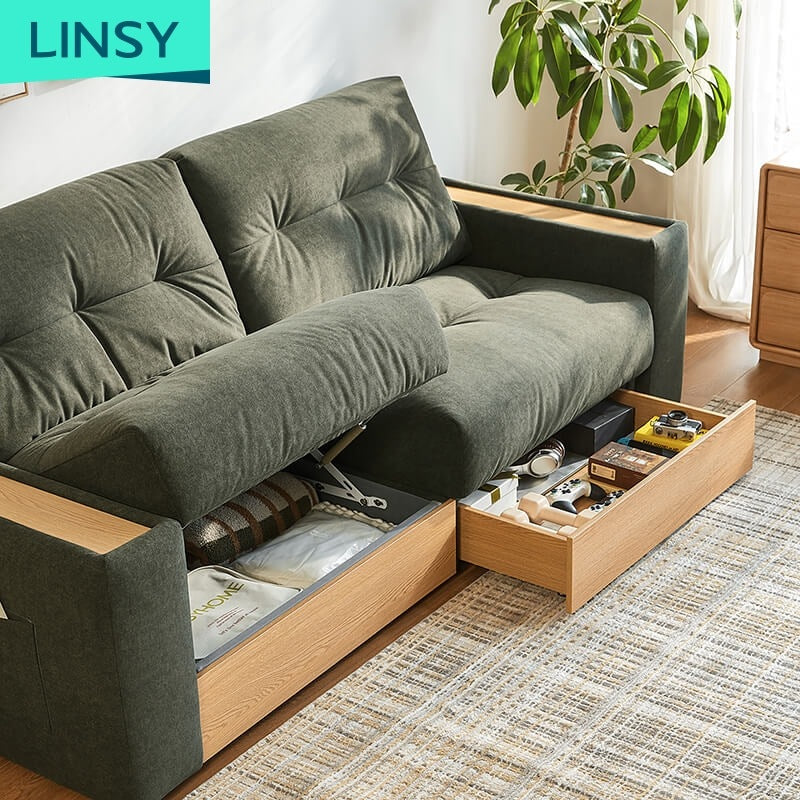 Storage Furniture Solid Wood Frame Couch White Color Fabric for Living Room