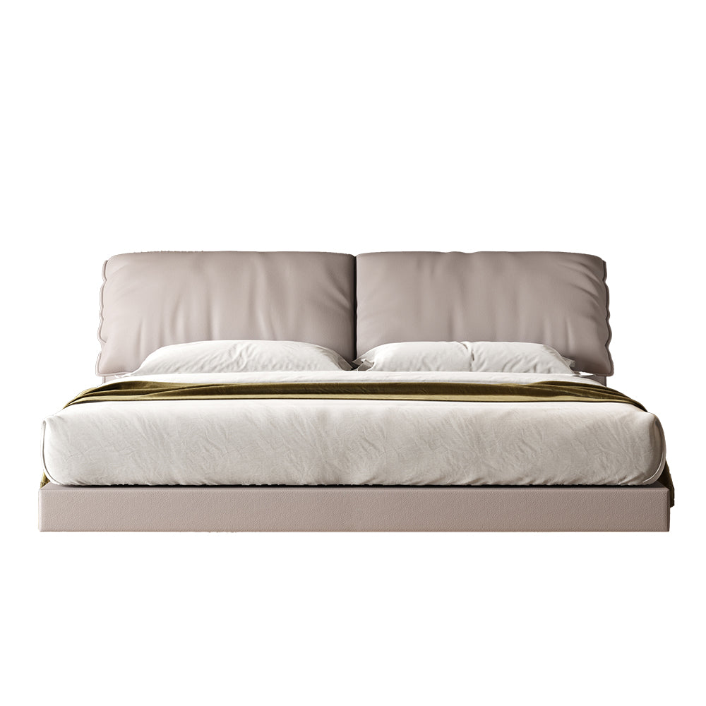 Double Queen King Size Bedroom Furniture Set Leather Suspended Bed Wooden Beds