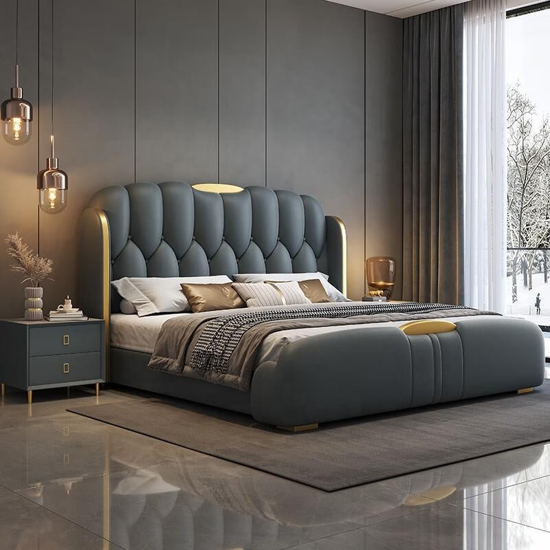 Wooden Frame king Queen Size Fashion Design Good Quality Wholesale Up-holstered  Bed