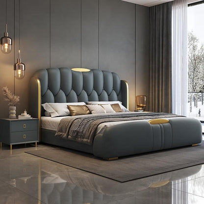 Wooden Frame king Queen Size Fashion Design Good Quality Wholesale Up-holstered  Bed