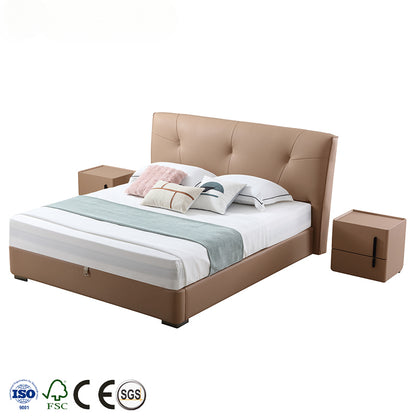 Comfortable Storage-Friendly Soft Upholstered Bedroom Furniture Queen Size Bed