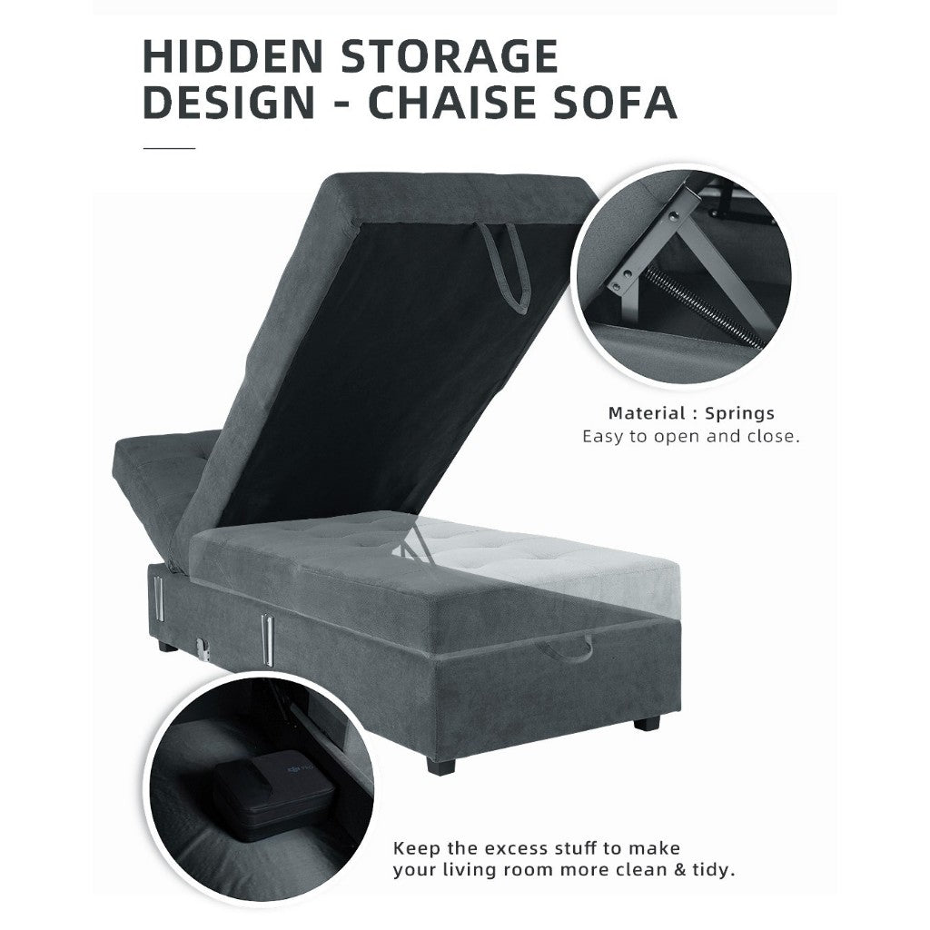 L-Shape 3 Seater Fleece Velvet Fabric Sofa / Sofa Bed