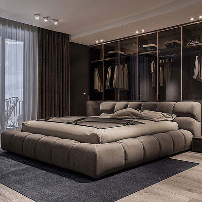 Cloud Bed European Full Queen King Size White Tufted Upholstered Wooden Bed Soft Style Bedroom