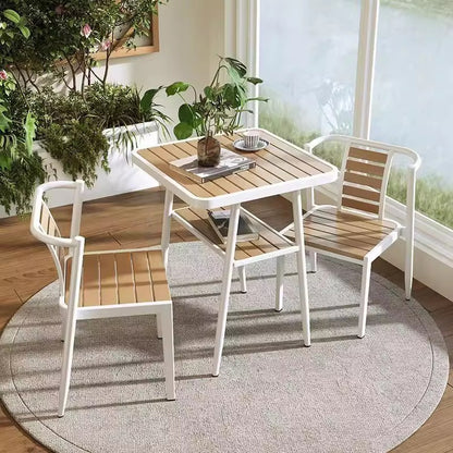 Small Apartment Household Simple Square Outdoor Solid Wood Dining Table Chairs