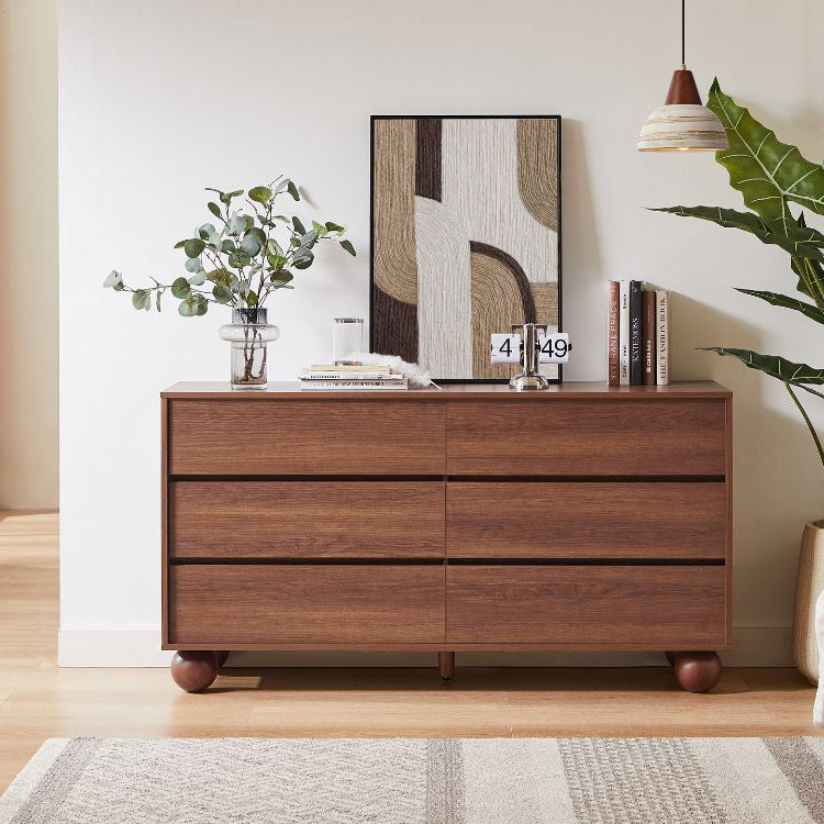 Walnut Wood Living Room Cabinet 6 Chest of Drawers Console Table Display Cabinet