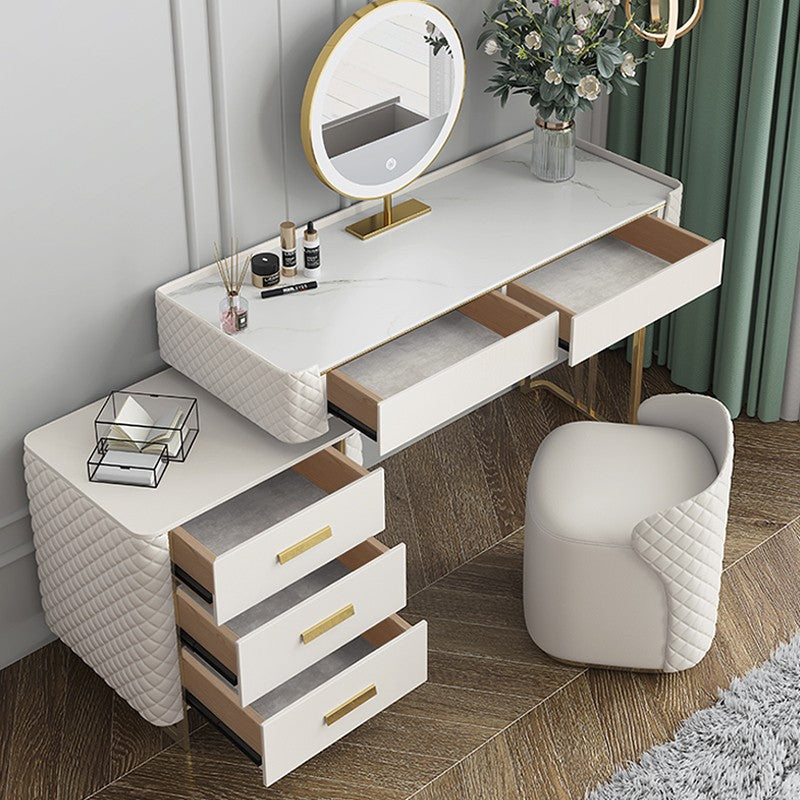 Wooden LED Vanity Desk Storage Storage Home Furniture Bedroom Luxury Dressing Table With Mirror and Drawers