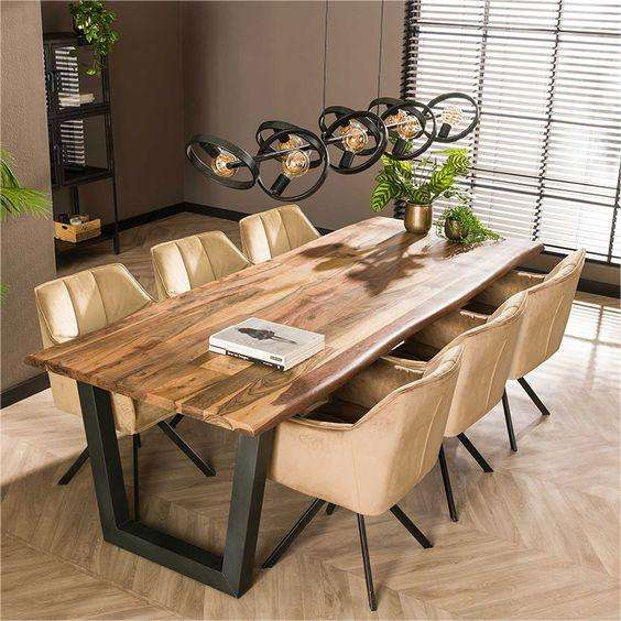 Customized Solid Wood Home Dining Room 4~6 Seater Dining Table Office Desk Set