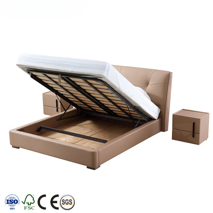 Comfortable Storage-Friendly Soft Upholstered Bedroom Furniture Queen Size Bed