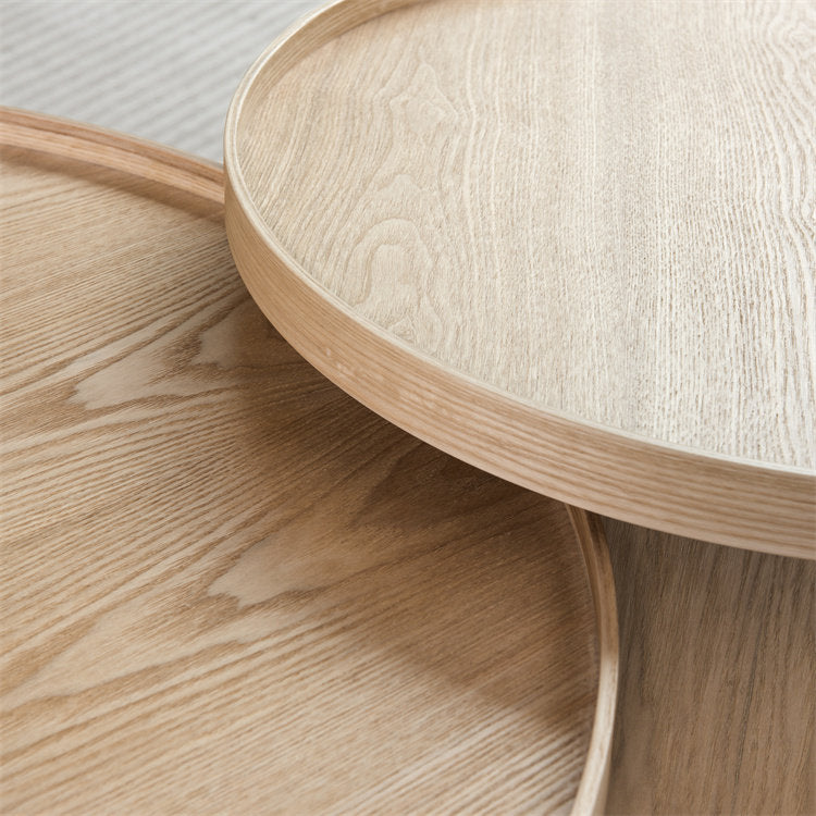 Modern Wooden Round Tea Table Living Room Circular Coffee Table Set