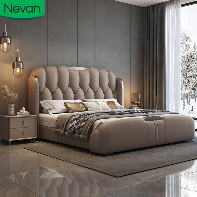 Wooden Frame king Queen Size Fashion Design Good Quality Wholesale Up-holstered  Bed