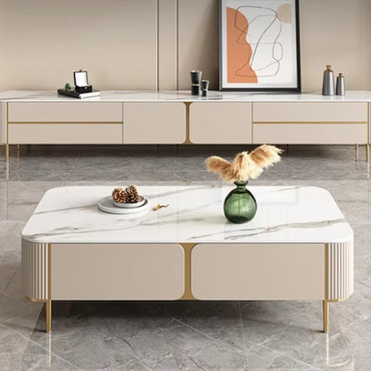 Living Room Furniture Rock Board TV Stand Coffee Table Foldable Set