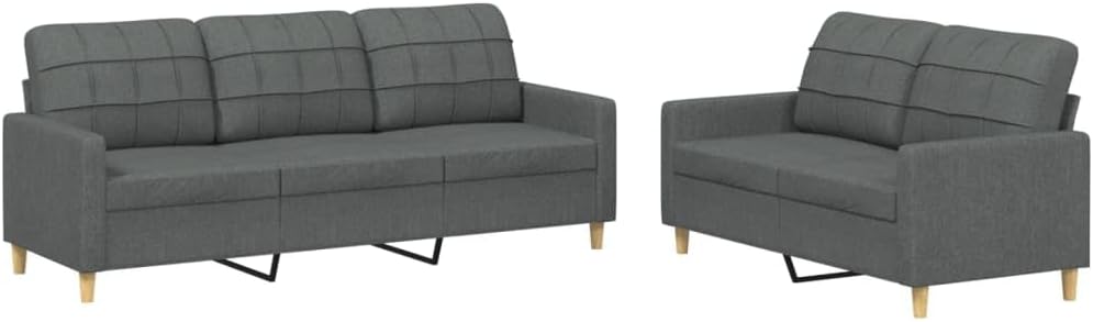 SECOLI Sofa Set 3 Seater + 2 Seater Living Room Sofa Sets Living Room Set Couch Lounge Couch Sofa Couch for Living Room 2-Piece Dark Grey Fabric