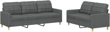 SECOLI Sofa Set 3 Seater + 2 Seater Living Room Sofa Sets Living Room Set Couch Lounge Couch Sofa Couch for Living Room 2-Piece Dark Grey Fabric