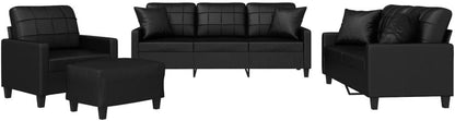 SECOLI Sofa Set 3 2 1 Living Room Sofa Sets 3-2-1 Living Room Set Couch Lounge Couch Sofa Couch for Living Room 4-Piece Black Faux Leather